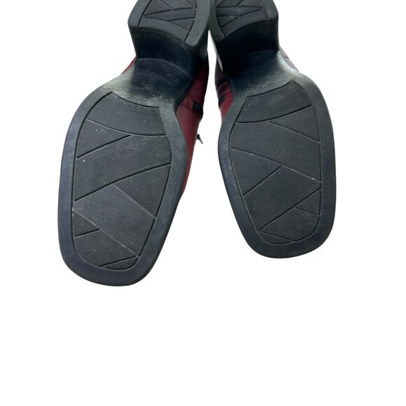 White Mountain Fairchild II Red Leather Boots Women's Sz 7.5 Side Zip Block Heel - Picture 12 of 13